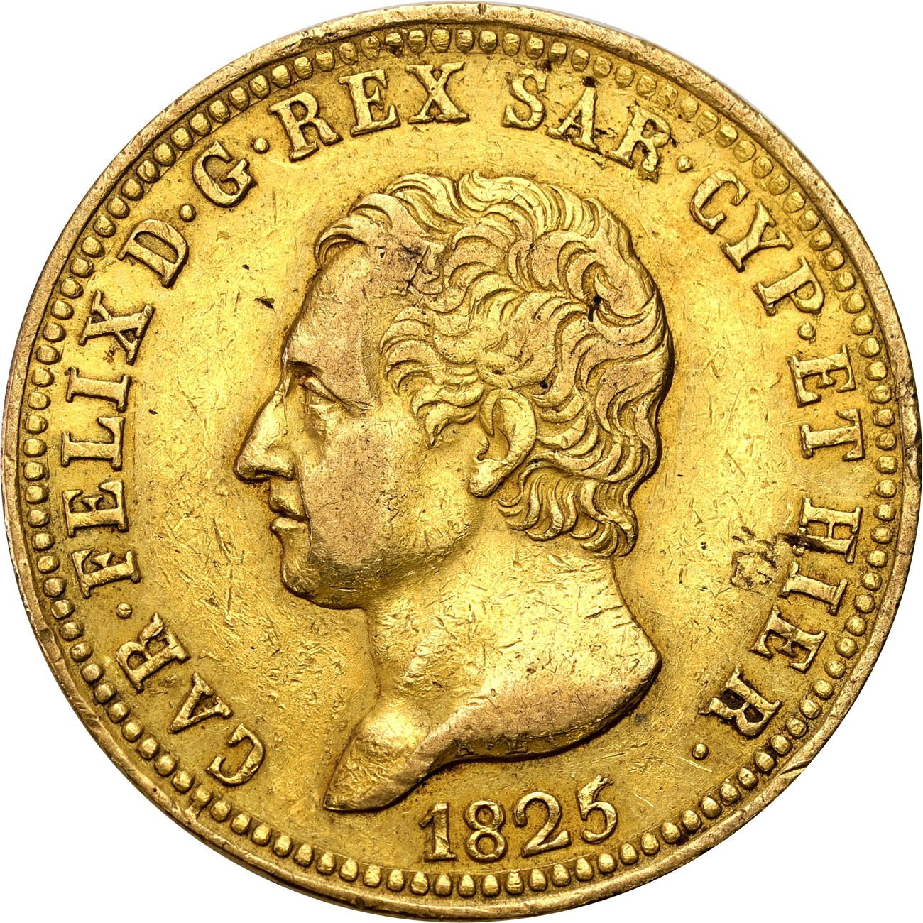 Włochy Sardynia Carlo Felice (1821-1831) 40 lirów 1825 Genua - RZADKA